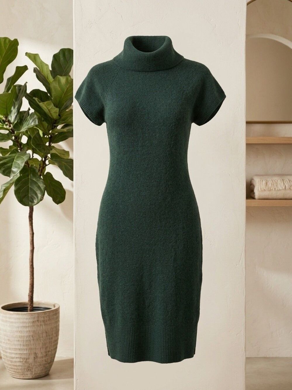 House of Harlow 1960 Womens Green Cashmere Holiday party dress Sweater Dress L
